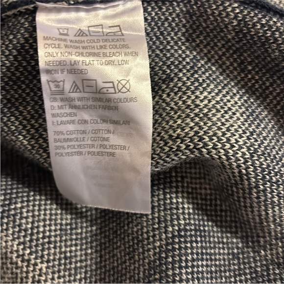 D & Co Jacquard Plaid Open Front Hooded Cardigan Navy Checkered FREE SHIPPING - Picture 9 of 12